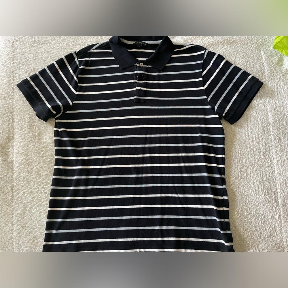 Banana Republic Black Striped fitted Polo - Mens size XL